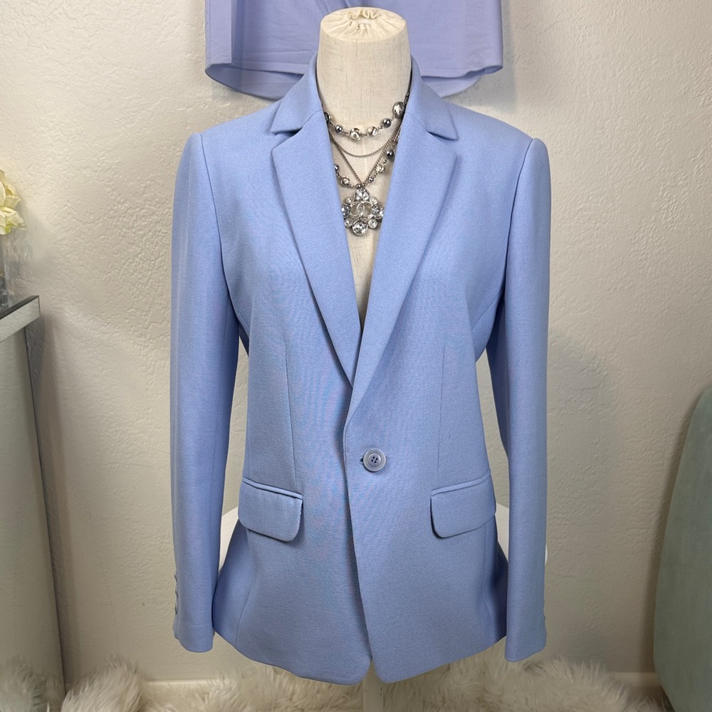 Trina Turk Periwinkle Blue Knit Single Button Blazer Jacket Size 6 NEW